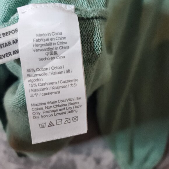 J Crew Women's Sweatshirt Green Medium Crew Neck Balloon Long Sleeve Cashmere - Picture 6 of 8